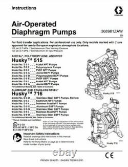 1/2 Graco Husky 515 PP Air Diaphragm Pump (PP/BN/BN) D5B977