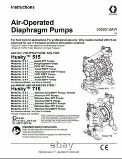 3/4 Graco Husky 716 / AT20/VA20 Air Diaphragm Pump ATEX (316 SS/PTFE)- D5D311
