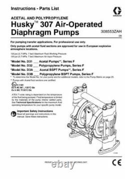 3/8 Graco Husky 307 Acetal Air Diaphragm Pump (SS/PTFE/PTFE) D3A311