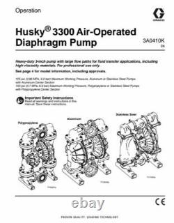 3 Graco Husky 3300 Polypropylene Air Diaphragm Pump (PP/PTFE/PTFE) 652404