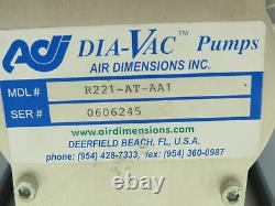 Air Dimensions R221-AT-AA1 Dia-Vac Diaphragm Pump 1/4NPT 1/8HP 1PH 5KH33FNB5771
