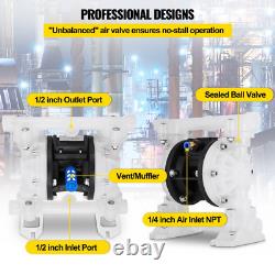 Air-Operated Double Diaphragm Pump, 1/2 in Inlet & Outlet, Polypropylene Body, 8