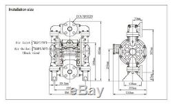 Air-Operated Double Diaphragm Pump PP Buna-N, 41.5GPM 157L/min 1/2'' Air Inlet