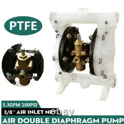 Air-Operated Double Diaphragm Pump PTFE 5.3GPM 20L/min 100PSI Chemical Liquids