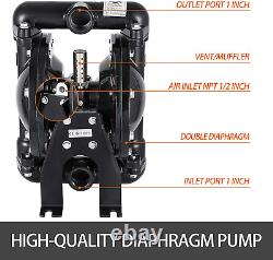 Double Diaphragm Pump 1 Inch Inlet Outlet Aluminum 35 GPM Max 120PSI for Industr