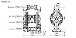 Double Teflon Diaphragms Air Pump PII. 150T Chemical Industrial Polypropylene Bod
