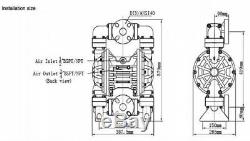 Double Teflon Diaphragms Air Pump PII. 50T Chemical Industrial Polypropylene Body