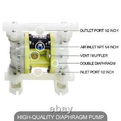 New Double Diaphragm Air Poly Pump Chemical Industrial 1/2'' or 3/4'' NPT