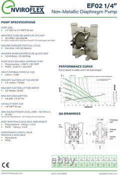 P. 025 1/4 Enviroflex Air Diaphragm Pump PVDF/PTFE Wilden Compatible