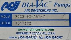 Used Air Dimensions R222-bt-aa1-c Dia-vac Pump R222btaa1c 1/8hp 110-115/220-230v