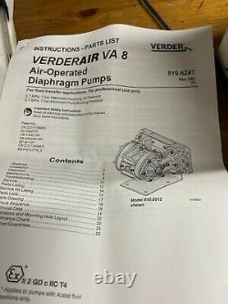 Verderair 1/4 Diaphragm Pump VA08PP-PPTFTX00 810.6016 New